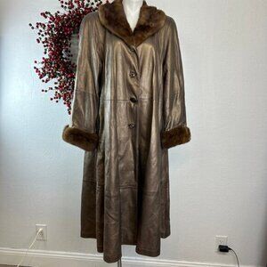 Vintage Dero by Rocco D'Amelio Leather JacketMink Fur collar SwingCoat Trench